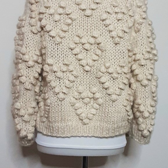 Chic Wish Cashmere / Wool Blend Chunky Beige Cardigan Sweater Size Small - Picture 7 of 8